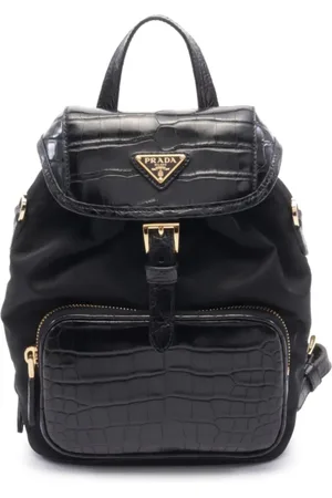 Prada 20s crocodile effect-embossed backpack