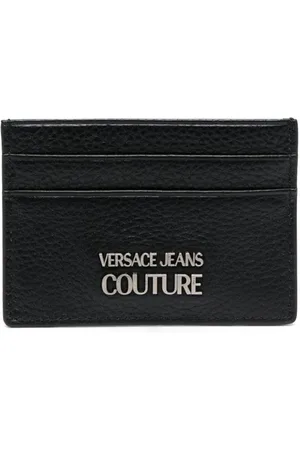 VERSACE Logo-plaque leather cardholder