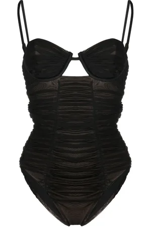 Self-Portrait Gathered mesh swimsuit