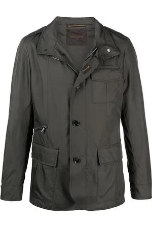 MOORER Hooded buttoned down jacket