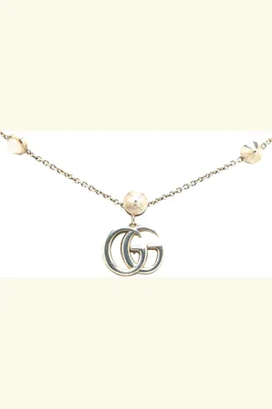 Gucci 2000-2025 Sterling Double G Mother of Pearl Pendant Necklace costume necklace