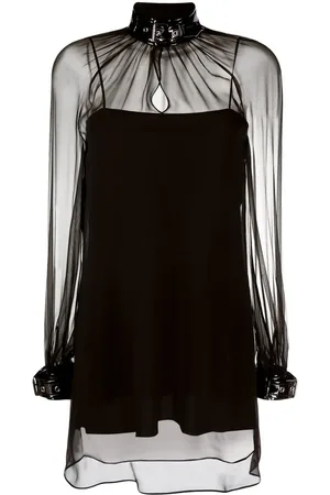 Moschino Buckle-collar chiffon blouse