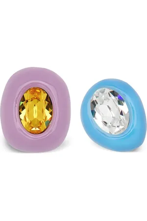 Oscar de la Renta Asymmetric Enamel clip-on earrings