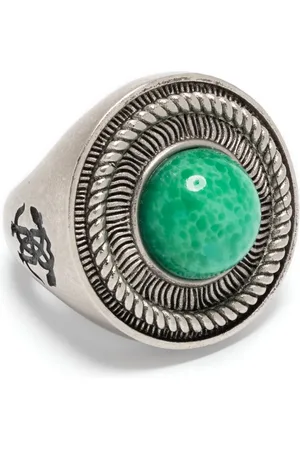 Roberto Cavalli Logo-engraved gemstone ring