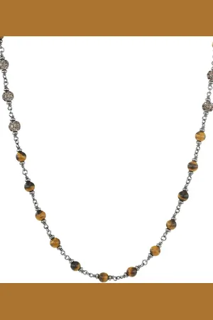David Yurman Sterling Spiritual Beads Rosary diamond necklace (6mm)