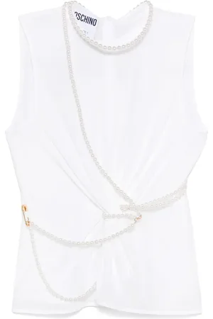 Moschino Faux pearl-detail tank top