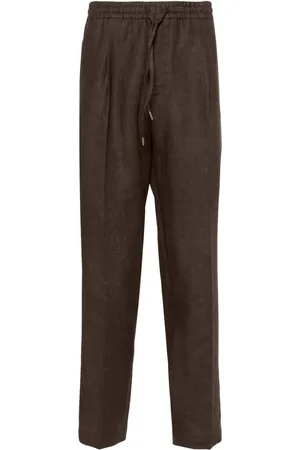 BRIGLIA Wimbledons mid-rise linen tapered trousers