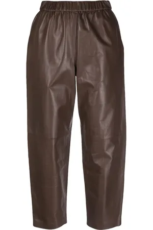 DUSAN High-waisted leather jogger pants