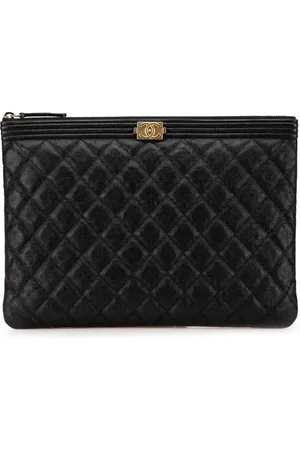 CHANEL 2019 Medium Quilted Caviar Boy O Case clutch bag