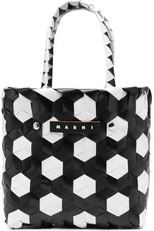 Marni Logo-patch interwoven tote bag