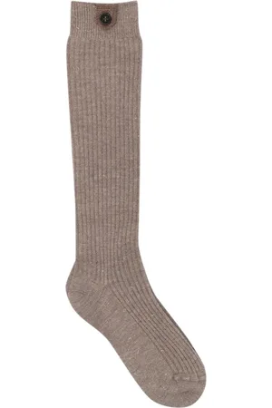 Brunello Cucinelli Monili bead-embellished metallic cashmere socks