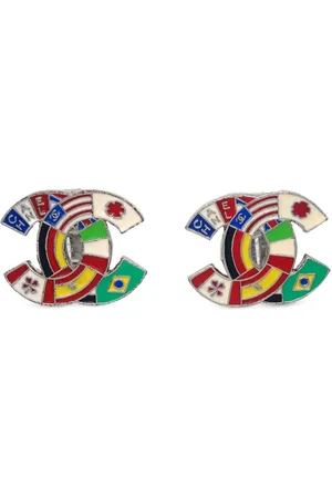 CHANEL 2003 CC International Flags clip-on earrings