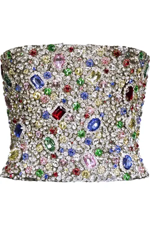 AREA Crystal-embellished top