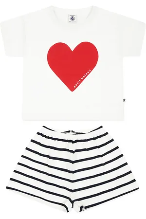 Petit Bateau Heart-print cotton pajamas