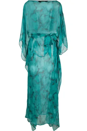 Roberto Cavalli Draped marbled-pattern maxi dress