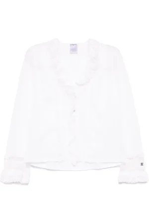 CHANEL 2004 lace-trim shirt