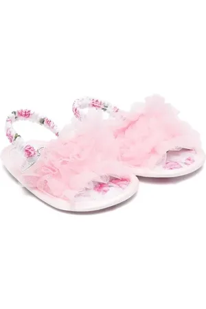 MONNALISA Ruffle-detail floral sandals
