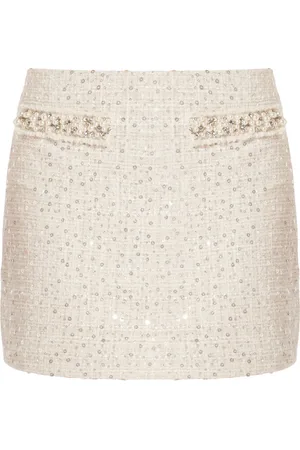LOVESHACKFANCY Faux-pearl embellished mini skirt
