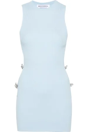 Mach & Mach Cut-out ribbed-knit mini dress