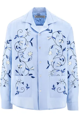 Baziszt Lotus embroidered button-up shirt