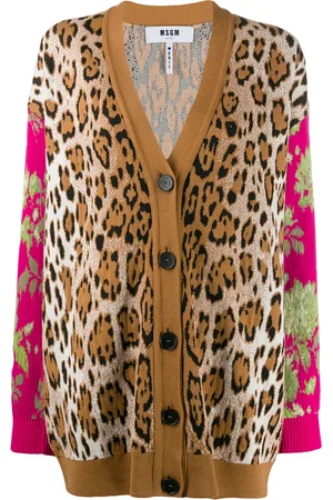 Msgm Leopard floral intarsia cardigan