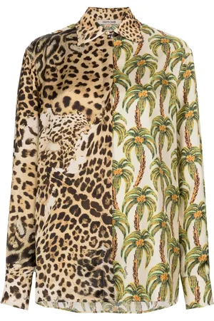 Roberto Cavalli Mix-print long-sleeve shirt