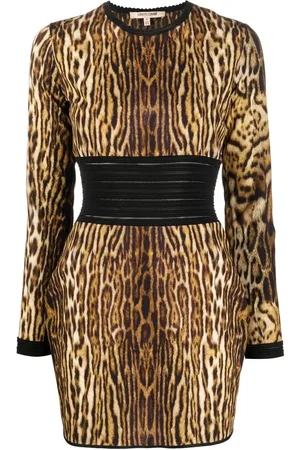 Roberto Cavalli Leopard-print fitted minidress