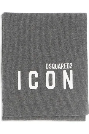 Dsquared2 Embroidered-logo ribbed-knit scarf