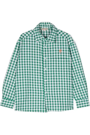 The Animals Observatory Logo-embroidered checked shirt