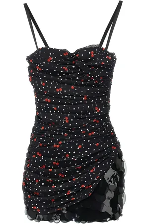 Des Phemmes Ruched cherry polka-dot dress