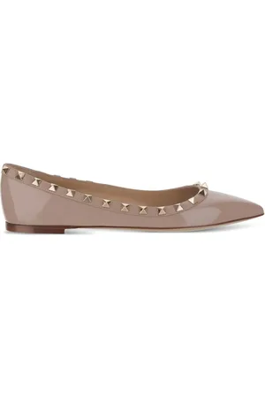 VALENTINO GARAVANI Rockstud patent leather ballerina shoes