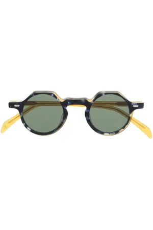LESCA Tortoise round-frame sunglasses