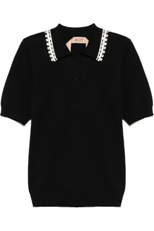 Nº21 Crystal-embellished polo top