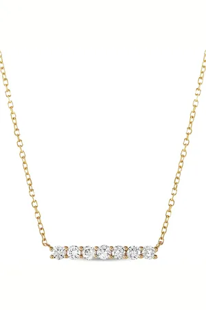 LB Exclusive 14K gold Bar diamond necklace