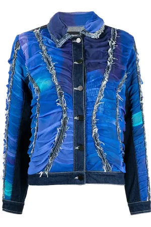 Paula Canovas Del Vas Ruched frayed denim jacket