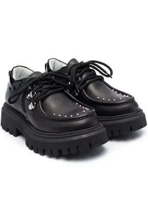 MONNALISA Stud-embellished leather loafers