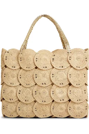 Paco rabanne Overlapping-disc raffia beach bag