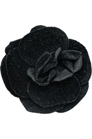 CHANEL 1970-1980 Velvet Camellia Brooch costume brooch