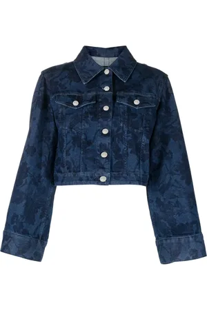 Erdem Cropped floral-print denim jacket