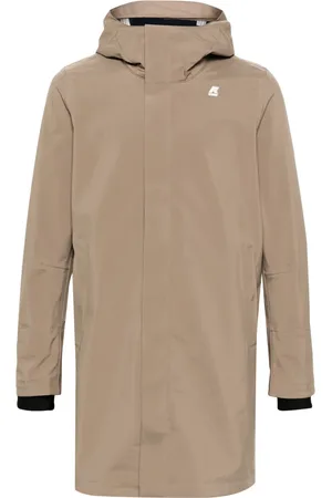 K-Way Logo-patch hooded single-breasted coat
