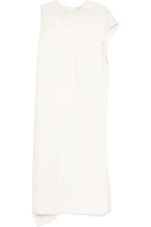 SHATHA ESSA Embellished asymmetric shawl drape dress
