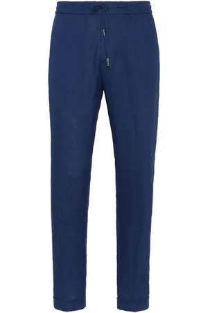 BILLIONAIRE Logo-embroidered linen track pants