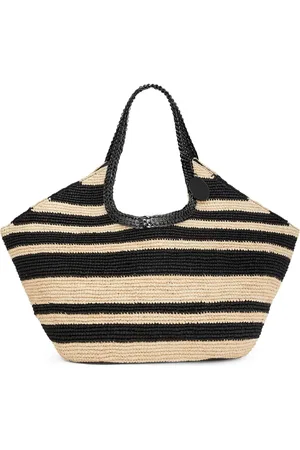 Paco rabanne Striped raffia tote bag
