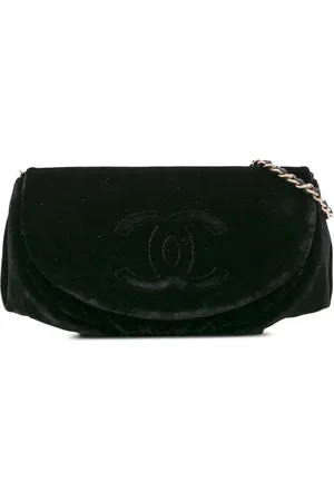 CHANEL 2013-2014 CC Velvet Half Moon Wallet on Chain crossbody bag
