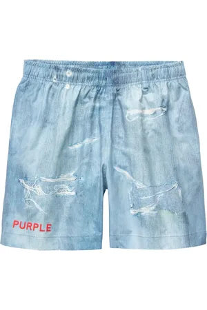 Purple Brand Distressed-effect washed denim shorts