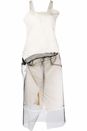 Maison Margiela Panelled tulle-overlay dress