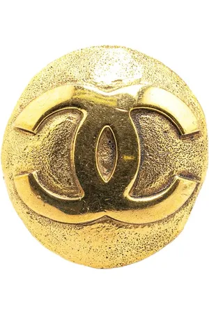 CHANEL 20th Century Plated CC Round Brooch costume brooch