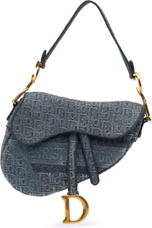 Dior 2019 Oblique Embroidered Denim Saddle Bag shoulder bag