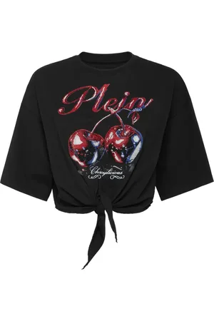 Philipp Plein Bow Cherry-print cropped T-Shirt