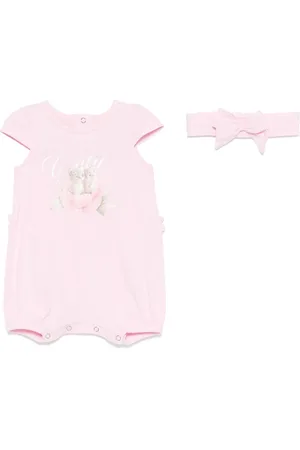 Lapin House Cat-print babygrow set